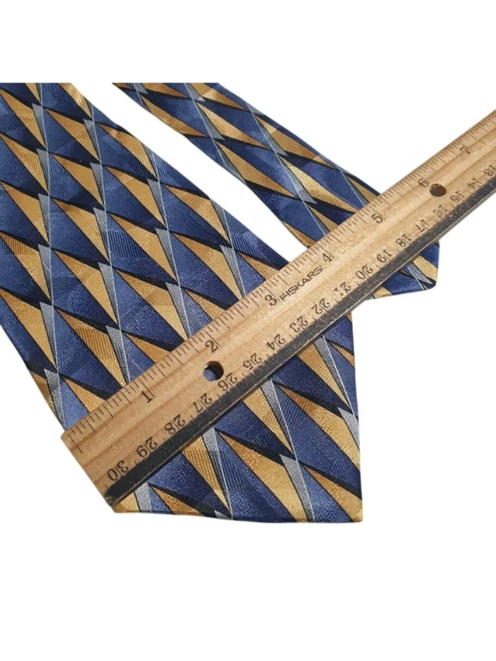 Arrow Mens Silk Geometric Necktie Blue Gold Diamond Pattern Office Work Gift